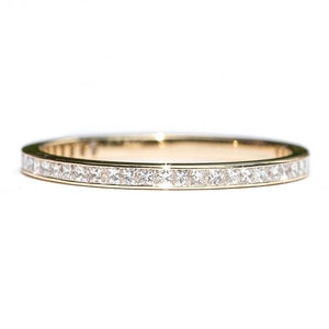 Princess Cut Diamond Eternity Ring 1.8mm 18k 14k. Wedding Band . Full 3/4 Half Eternity . Channel Setting. Yellow Rose White Gold Platinum