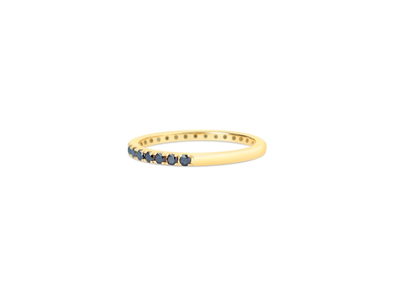 Black Diamond Eternity Ring 18k 14k Gold or Platinum 1.6mm . Natural Black Diamond Band . Wedding Band . Yellow White Rose Gold Ring image 2