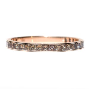 Schokolade Braun Diamant Princess Cut Eternity Ring 2.2 mm 18k 14k. Ehering . Volle halbe Ewigkeit. Kanal Fassung Gelb Rose Weiß Gold