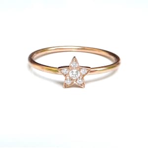 6 Diamant Stern Ring 585 Gold. G VS Diamanten Zusteckring. Verlobungsring . Gelb Weiß Rose Gold. Polama