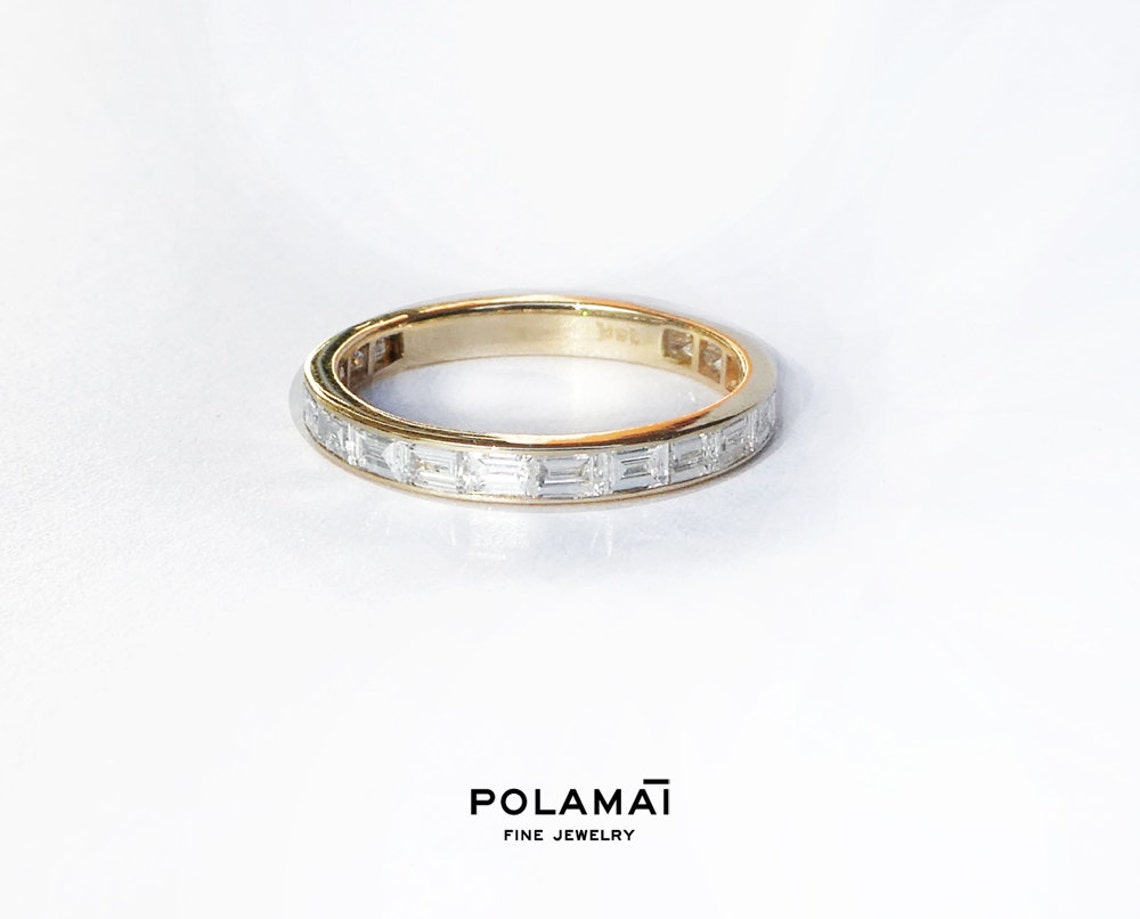 Baguette Diamond Ring . Full 3/4 Half Eternity Ring . 18k 14k image 1