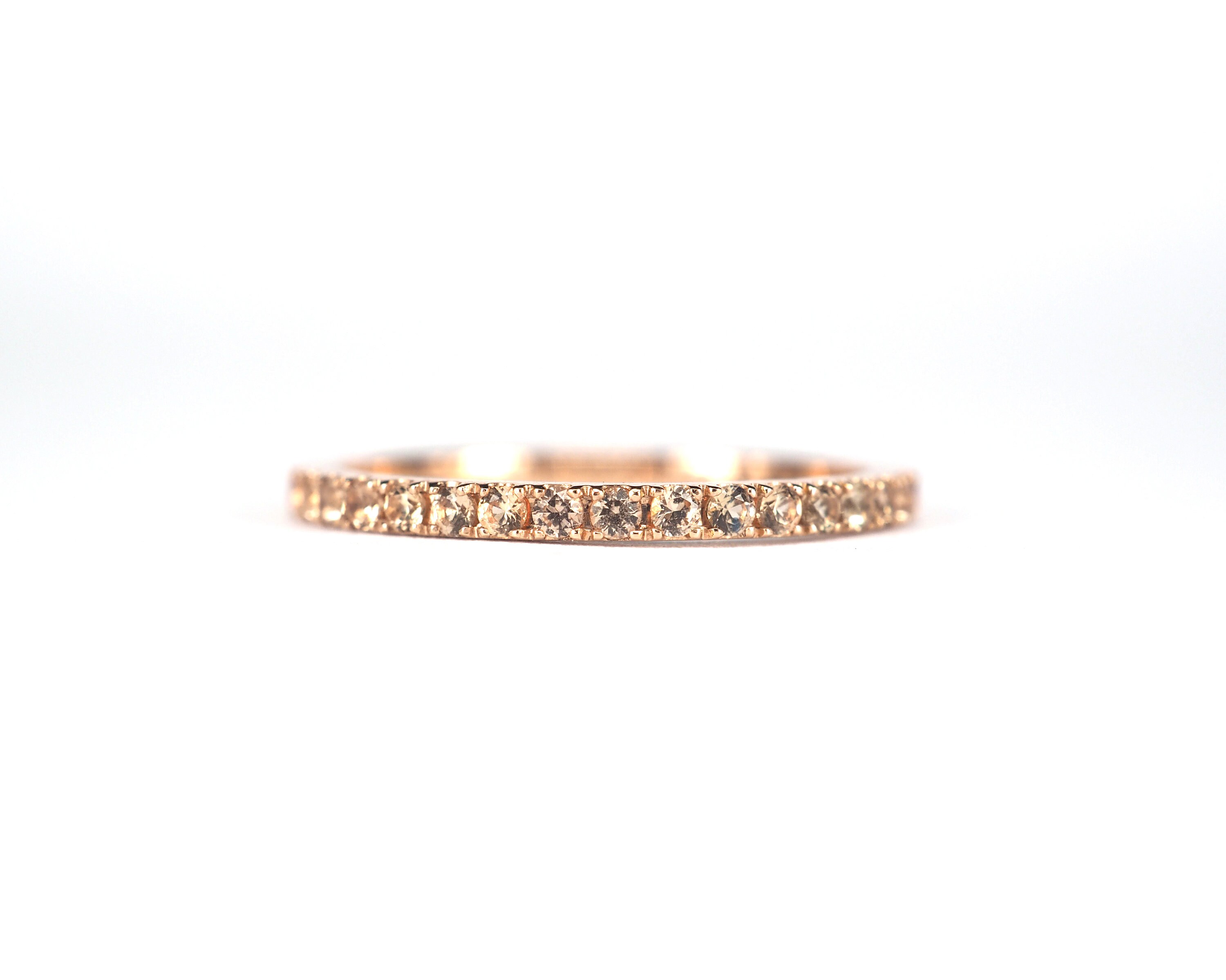 Peach Sapphire Ring 1.6mm . Eternity Band. Wedding Ring . Etsy