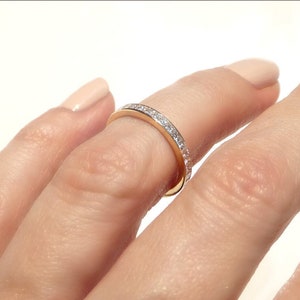 Princess Cut Diamond Eternity Ring 2.4mm 18k . Wedding Band . Full Half Eternity . Channel Setting. Yellow Rose White Gold . Platinum image 5