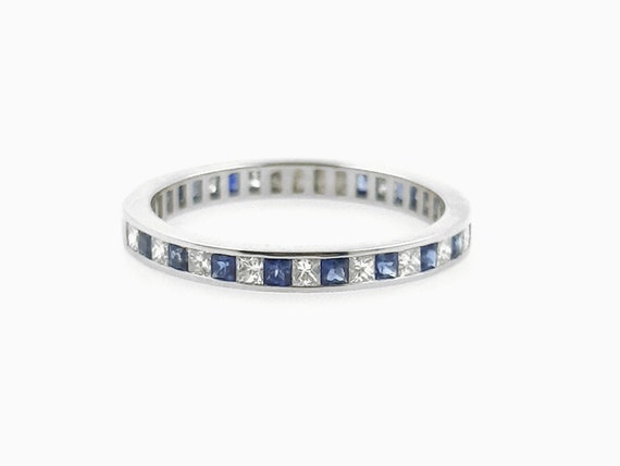 Sapphire and Diamond Princess Cut Eternity Ring 2.4mm 18k