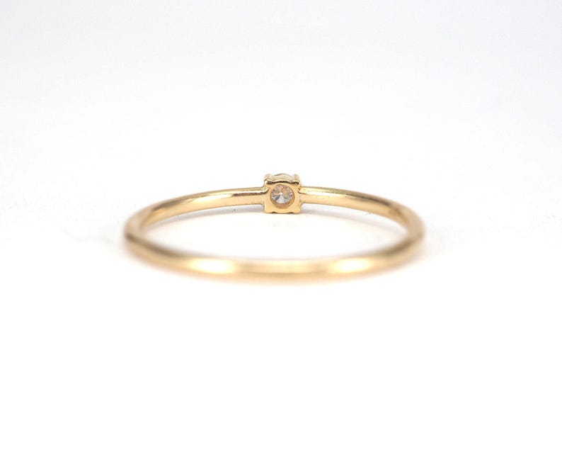 Natural Diamond Ring. Dainty Diamond Ring . Small Diamond Engagement Ring . Tiny Diamond Ring . 14k 18k Yellow Rose White Gold Polamai image 4