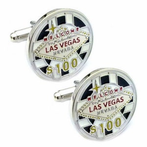 Welcome to Fabulous Las Vegas Cufflinks Poker Chip Casino Gambling Groom Best Man Groomsmen Wedding Father's Day Gift