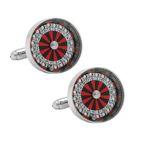 Roulette Wheel Cufflinks with Moving Ball Casino Gambling Groom Best Man Groomsmen Wedding Father's Day Gift