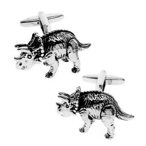 Triceratops Cufflinks Dinosaur Prehistoric Reptile Animal Cretaceous Period Groomsmen Wedding Father's Day Gift