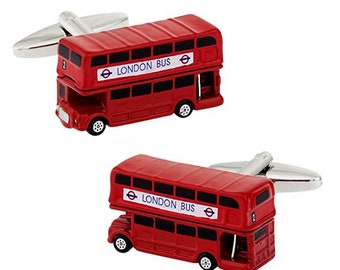 Double Decker Bus Cufflinks Red Iconic London Symbol England British Groom Best Man Groomsmen Wedding Father's Day Gift