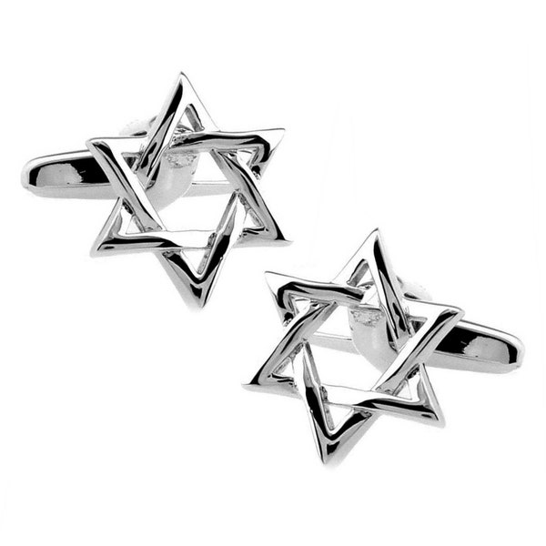 Star of David Cufflinks Bar Mitzvah Jewish Wedding Groom Best Man Groomsmen Father's Day Gift