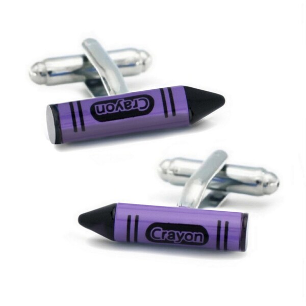 Crayon Cufflinks Purple Enamel Novelty Artist Color Enamel Groom Best Man Groomsmen Wedding Father's Day Gift