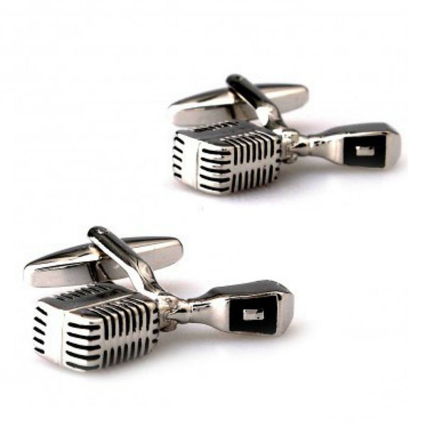 Vintage Microphone Cufflinks Singer Broadcaster Radio Podcaster Groom Groomsmen Wedding Father's Day Gift