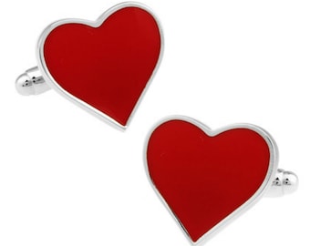 Red Heart Cufflinks Love Valentine's Day Lovers Groom Best Man Groomsmen Wedding Father's Day Gift