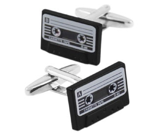 Cassette Tape Cufflinks Retro Old School Music Mix Tape Groom Best Man Groomsmen Wedding Father's Day Gift