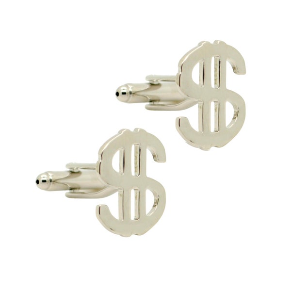 Signe du dollar boutons de manchette argent symbole de devise jeu commerçant investisseur mariage marié meilleur homme garçon d'honneur cadeau de fête des pères