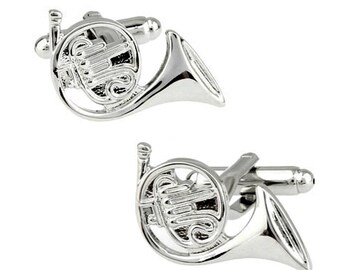 French Horn Cufflinks Music Musician Classical Brass Player Orchestra Band Groom Best Man Groomsmen Wedding Father's Day Gift