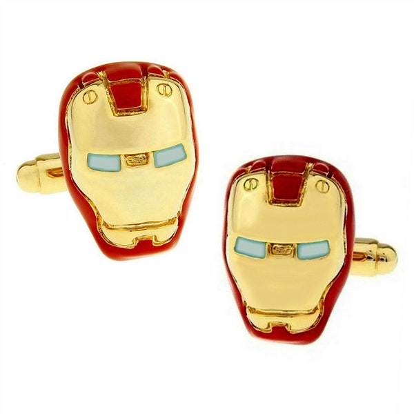 Iron Man Boutons De Manchette Avengers Bande Dessinée Super-Héros Fan Or Rouge Masque Visage Mariage Marié Meilleur Homme Garçons D'honneur Mariage Fête Des Pères Cadeau