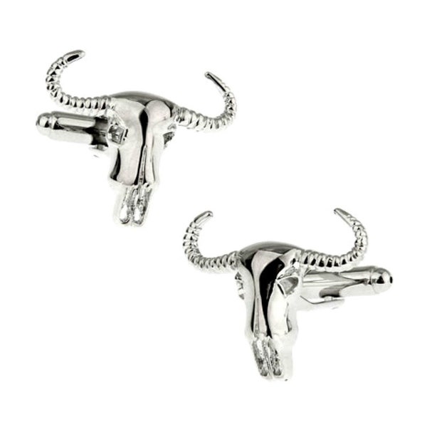 Longhorn Skull Cufflinks Steer Bull Cattle Rancher Western Southwest Groom Groomsmen Wedding Father's Day Gift