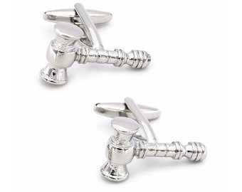 Gavel Cufflinks Lawyer Judge Legal Law Clerk Professional Courtroom Groom Groomsmen Wedding Father's Day Gift