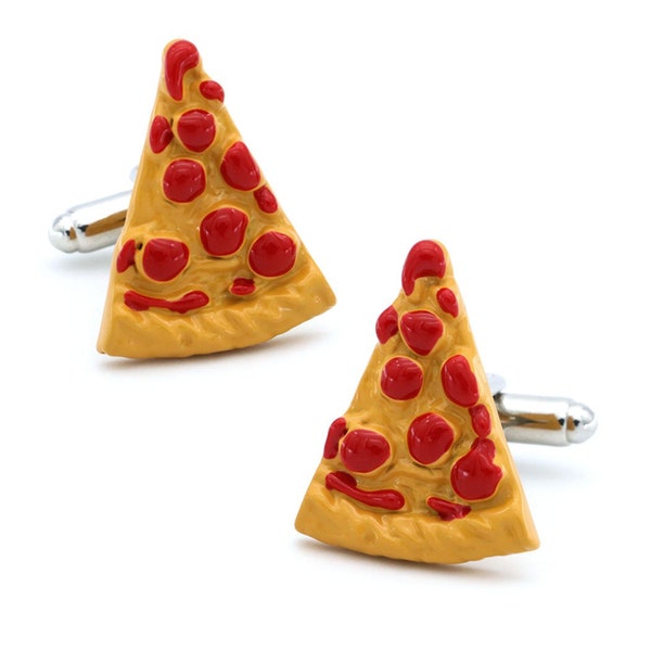 Boutons de manchette pizza Chef gourmand Tranche de pepperoni Émail Cuisine italienne Marié Cadeau de fête des pères