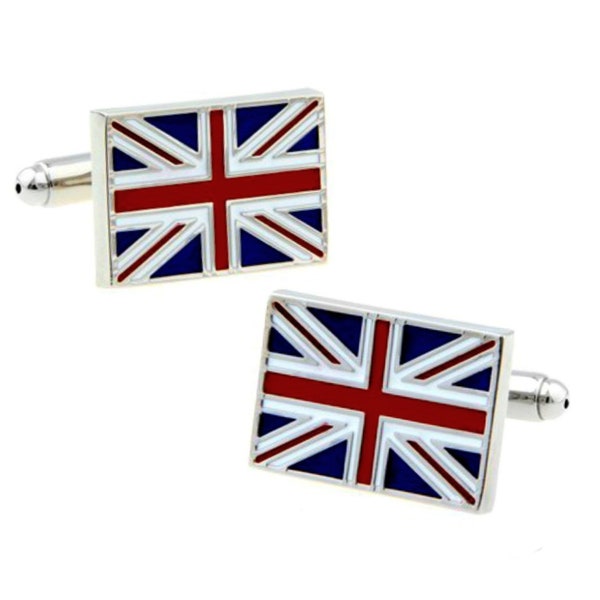 British Flag Cufflinks Union Jack UK England Great Britain English Red White Blue Wedding Groom Best Man Groomsmen Father's Day Gift