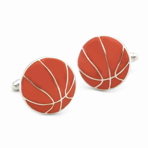 Basketball Cufflinks Team Sports Fan Round Ball Shape Metal Enamel Hoops Groom Best Man Groomsmen Wedding Father's Day Gift