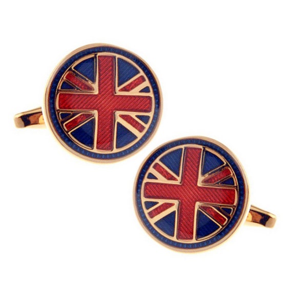 Round Union Jack Patriotic British Quality Enamel Cufflinks Round Union Jack Patriotic British Quality Enamel Cufflinks