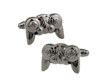 Video Game Controller Cufflinks Gamer Player Gunmetal Groom Best Man Groomsmen Wedding Father's Day Gift