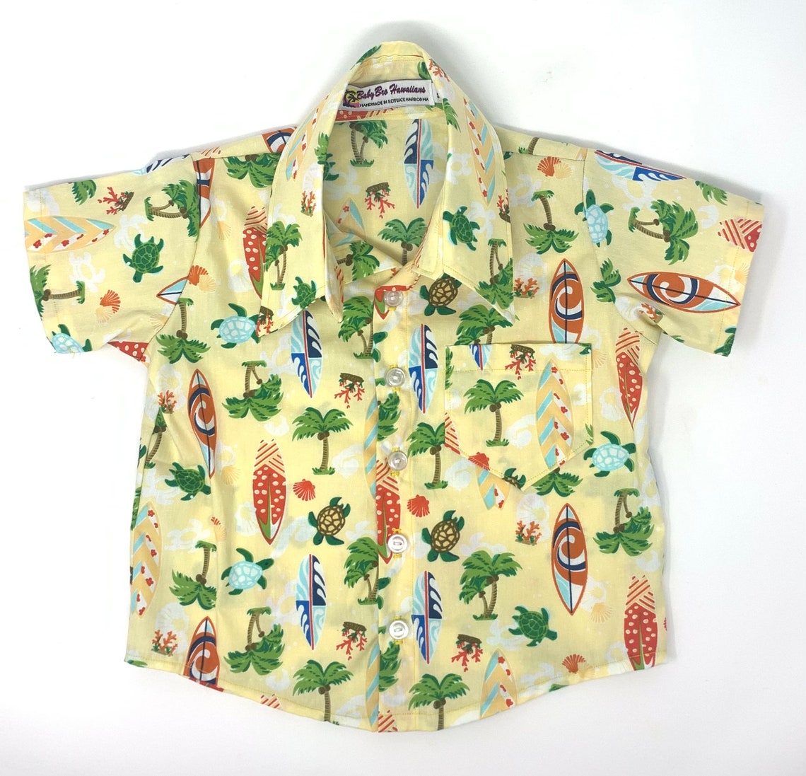Baby Hawaiian Shirt Yellow Surfboard Turtle Etsy