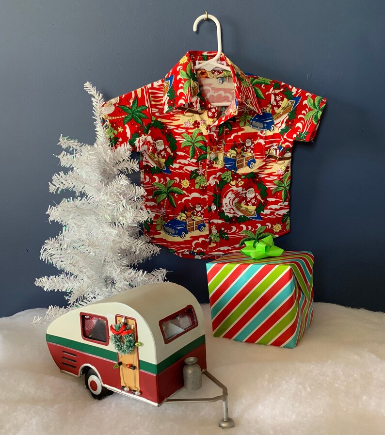Baby Hawaiian Shirt Red Santa Woodie Etsy