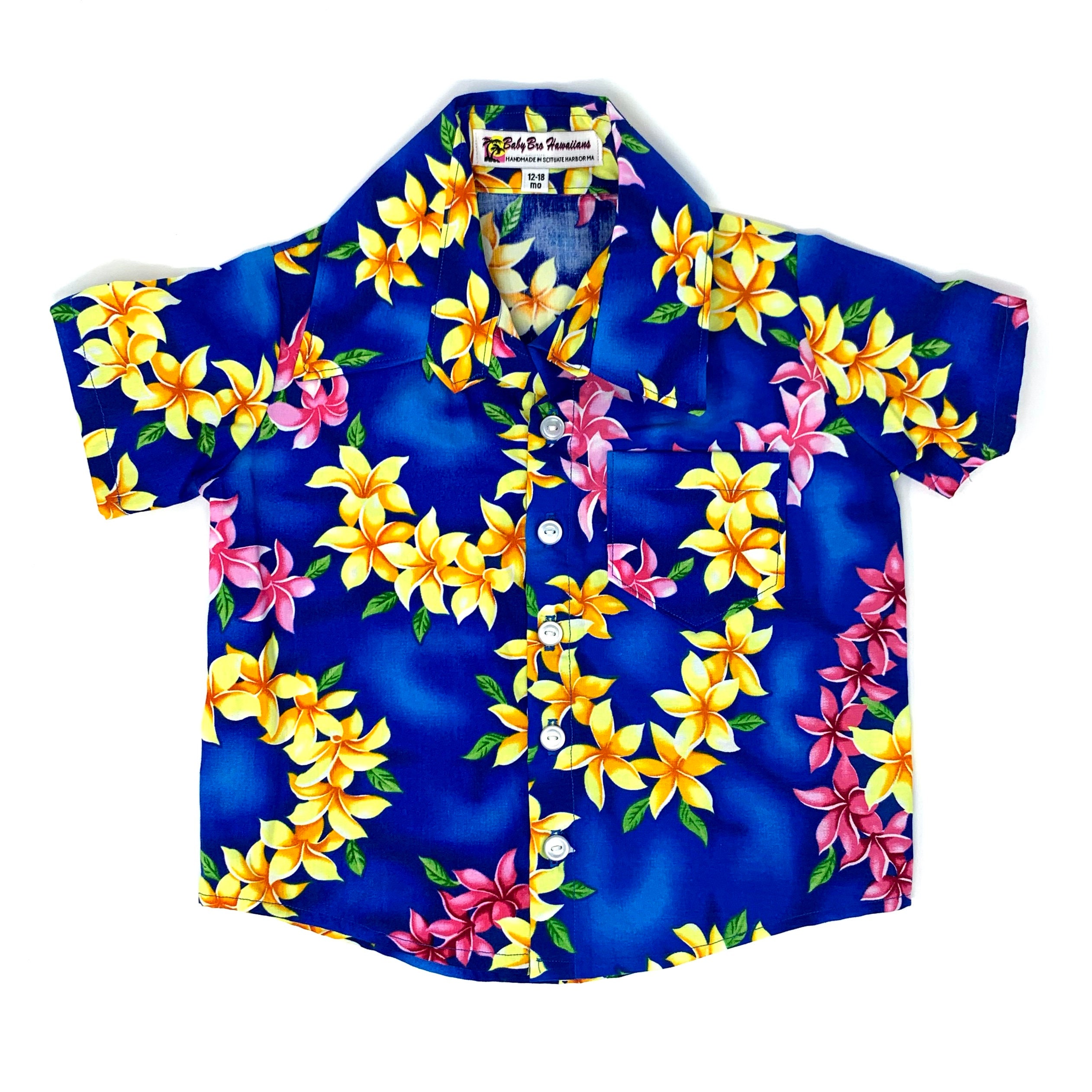 Baby Hawaiian Shirt Blue Floral Leis Etsy