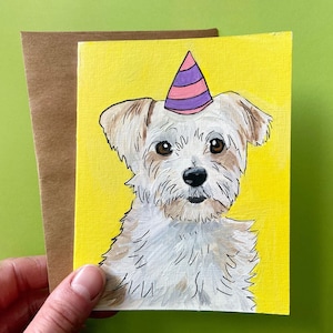 Custom Dog Card From Photo A2 Handmade, Personalized Pet Card, Custom Dog Card Painting, Pet Illustration, Birthday, Greeting Card