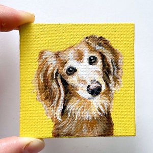 Mini Custom Pet Portrait From Photo, Hand-Painted acrylic, Animal Portrait, Custom Dog Painting, pet painting, custom canvas, small dog gift No Easel