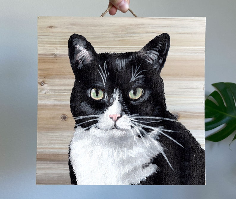 Custom Pet painting From Photo, Personalized, Hand-Painted, Wood panel, Rustic, dog portrait on wood, Pet Portrait, Pet Gift, personalized image 1