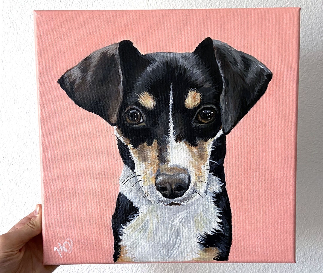 Hand-painted Pet Portrait on Canvas: Custom Acrylic Dog Art - Etsy