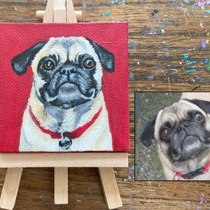 Mini Custom Pet Portrait From Photo, Hand-Painted acrylic, Animal Portrait, Custom Dog Painting, pet painting, custom canvas, small dog gift image 8