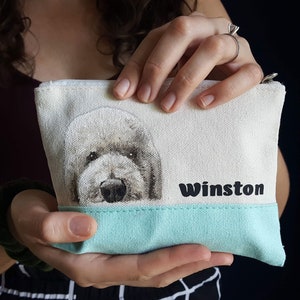 Custom Painted Canvas Pouch, Dog or Cat, with tassel, Mini Portrait, Gift for Pet Lovers, Dog Painting, Cat Pencil bag, Handpainted Acrylic