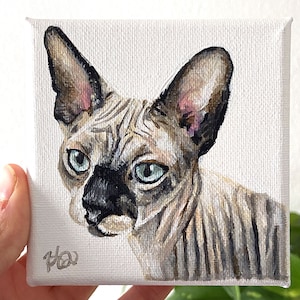 Custom Pet Painting 4x4 From Photo, Handpainted, Acrylic, Small, Dog or Cat, Dog Painting, Gift for Pet Lover, Mini tiny painting, Cat Art