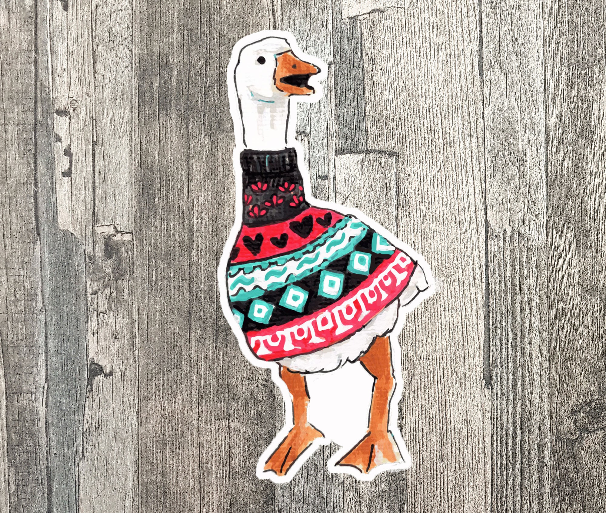 Cute Goose Vinyl Sticker, Water Bottle Sticker, Vintage, Sweater Geese ...