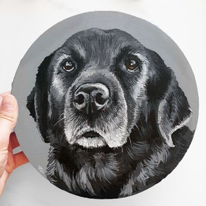 Custom Hand-painted Pet Portrait, Dog Painting, Round Canvas, Cat Painting, Dog Portrait, From Photograph, personalized, acrylic painting