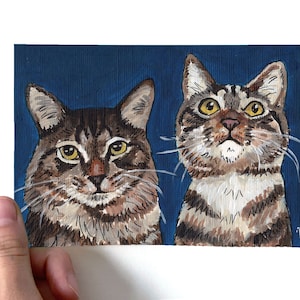 Ilustração personalizada de gato a partir de foto, feita à mão, personalizada, pintura de gato personalizada, ilustração de animal de estimação, cartão postal plano personalizado, para moldura, arte de gato