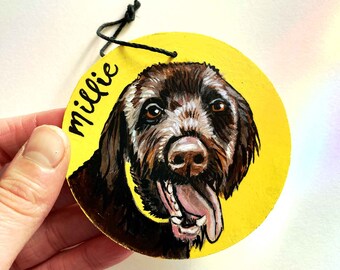 Custom Hand-painted Wood Pet Ornament - From Photo