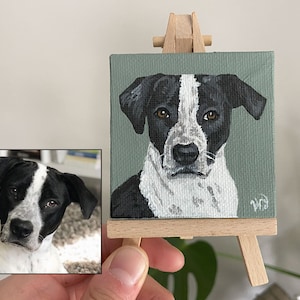 Mini Custom Pet Portrait From Photo, Hand-Painted acrylic, Animal Portrait, Custom Dog Painting, pet painting, custom canvas, small dog gift image 4