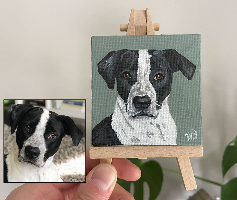 Mini Custom Pet Portrait From Photo, Hand-Painted acrylic, Animal Portrait, Custom Dog Painting, pet painting, custom canvas, small dog gift image 4