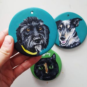 Custom Pet Ornament - Ceramic Pet Ornament, Custom Dog Ornament, From Photo, Handpainted, Christmas, Cat, Dog Painting, Gift for Pet Lover image 13