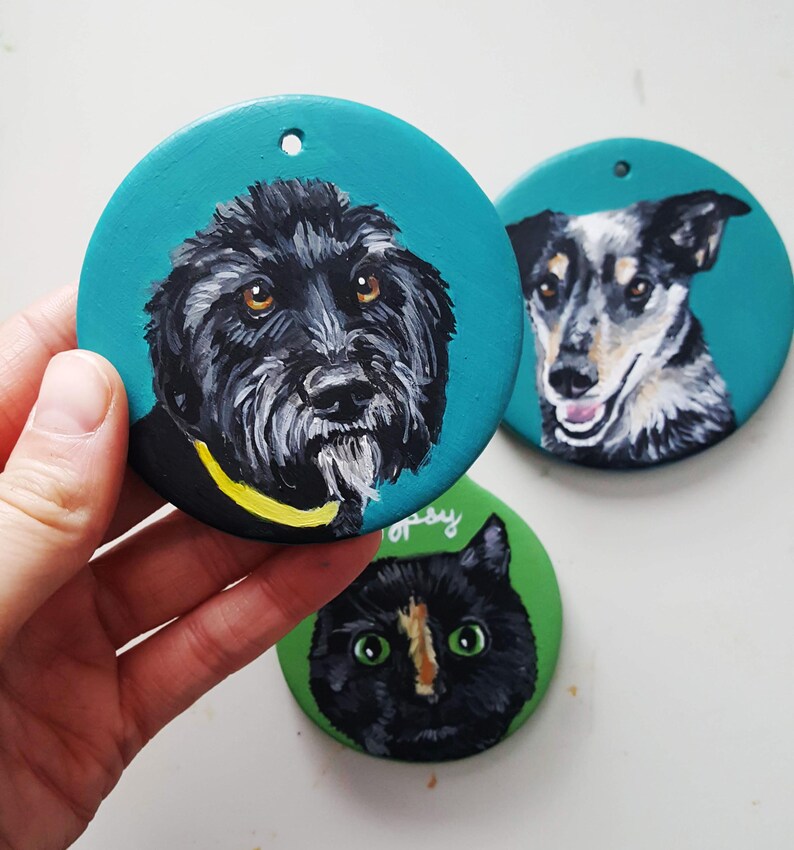 Custom Pet Ornament - Ceramic Pet Ornament, Custom Dog Ornament, From Photo, Handpainted, Christmas, Cat, Dog Painting, Gift for Pet Lover image 13