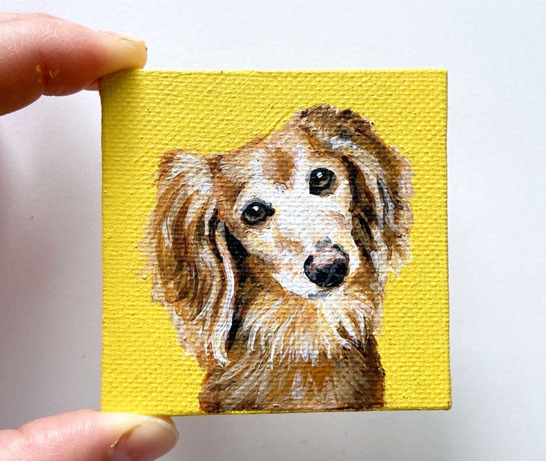 Mini Custom Pet Portrait From Photo, Hand-Painted acrylic, Animal Portrait, Custom Dog Painting, pet painting, custom canvas, small dog gift image 2