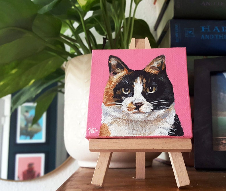 Mini Custom Pet Portrait From Photo, Hand-Painted acrylic, Animal Portrait, Custom Dog Painting, pet painting, custom canvas, small dog gift image 6