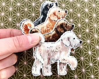 Doodle Sticker, Waterproof Vinyl, cute dog sticker, Sticker For Water Bottles, Laptops, Cars, Hydro Flask, gift for dog lover, Golden Doodle