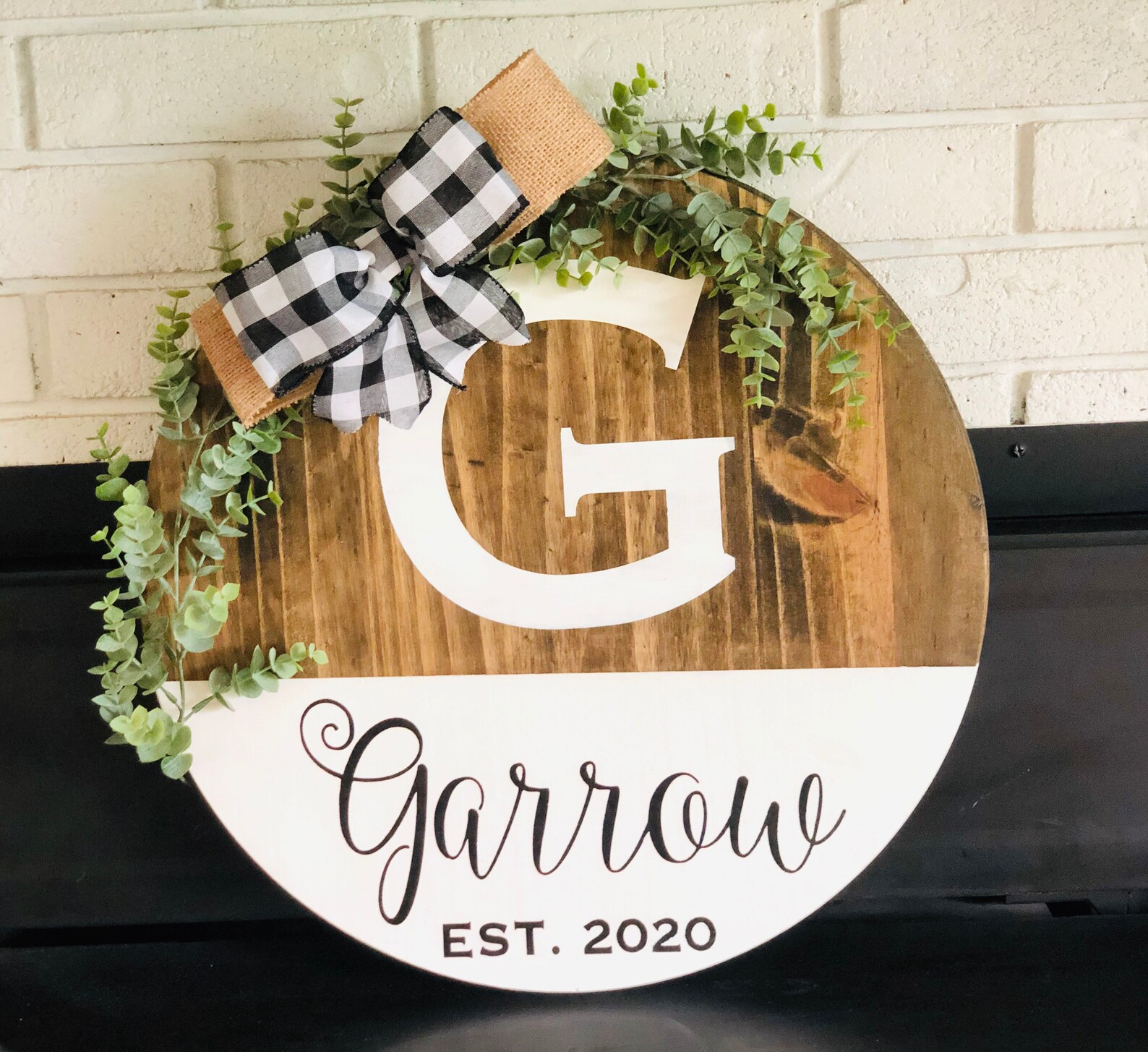 Last Name Door Hanger Round Door Hanger Door Etsy